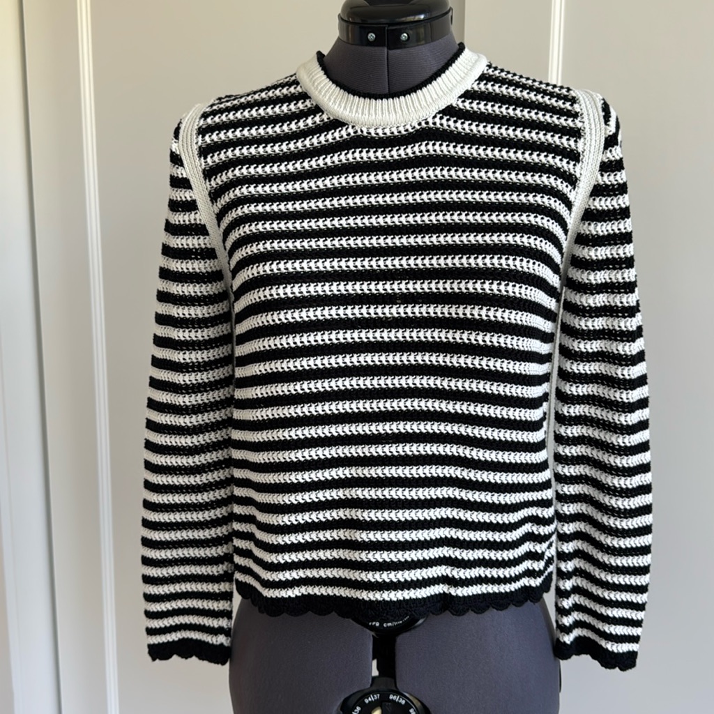 Me + Em Open Weave Cotton Crochet Sweater